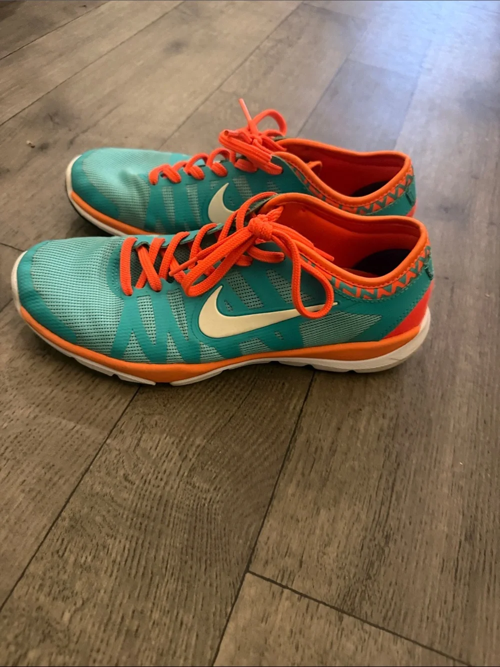Nike Turquoise and Orange Women's Athletic Sneakers